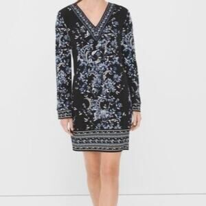 Y2K White House Black Market Womens Dress Size S Silky Shift Floral Cocktail